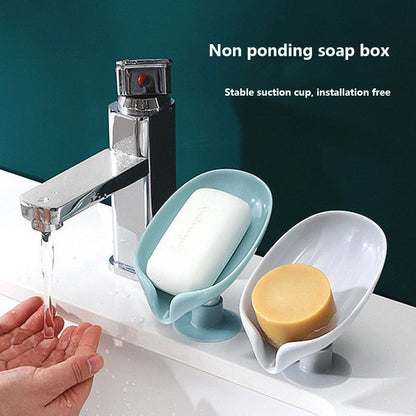 Newstyle Leaf Shape Soap Box Drain Soap Holder Box Bathroom Shower Soap Holder Dish Storage Plate Tray Bathroom Supplies Bathroom Gadge