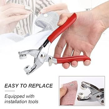 Premium Metal Snap Button Kit with Hand Pressure Pliers – Tich Button Machine Tool Set – 50pcs Durable Sewing Snaps for DIY Crafts, Clothes, Bags & Hats – Easy-to-Use Tich Button Pliers