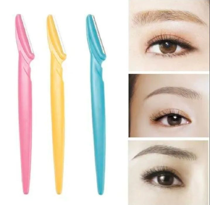 Tinkle 3 Pcs Eyebrow Razor Kit (Pink+Blue+Yellow) | Painless Facial Hair Removal & Dermaplaning Tool for Women | Eyebrow Trimmer & Body Hair Razor for Face Underarm Arms Legs | Compact & Easy to Use