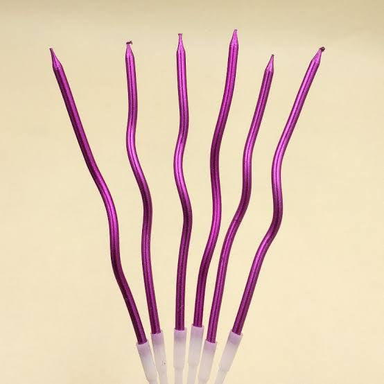 Pack of 6 Curly Candle's Mettalic Twisty Birthday Candles Set Happy Birthday candles For Cake Party Decoration