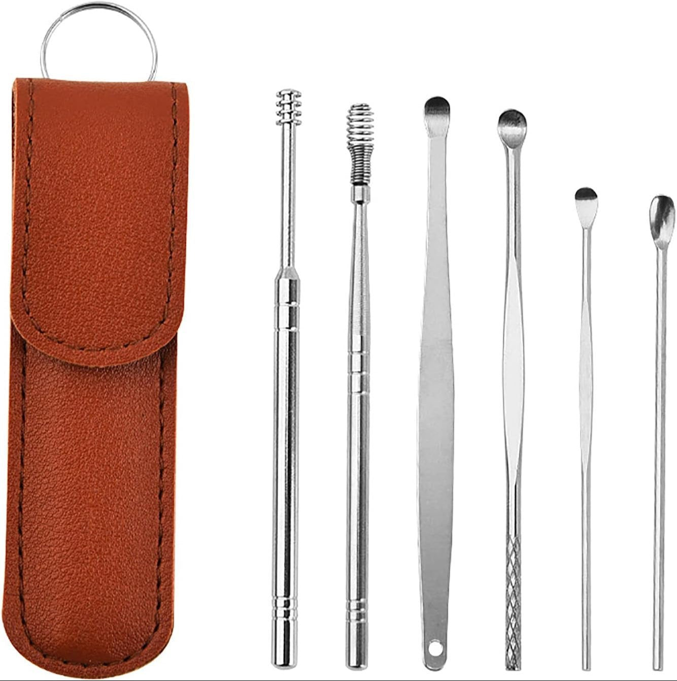 Ear Wax Cleaning Kit 6 Pcs Ear Pick Tools, Wax Removal Kit, Ear Cleaning Tool Set, Spring Earwax Cleaner Tool for Children and Adult Multicolor