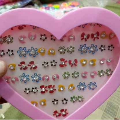 Primium  36/Pairs of Studs, Random Earrings, Cartoon heart shape packing Hypoallergenic Plastic and metal Stud for Girls/women