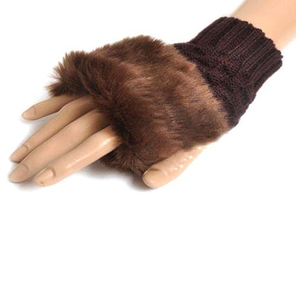 Women’s Plush Fleece-Lined Half-Finger Gloves