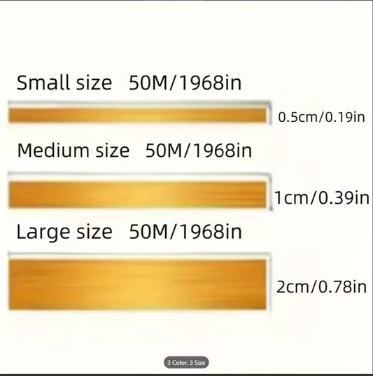 PACK OF 3 Self-Adhesive Tile Stickers &amp; Seam Sealing Tape – Waterproof Golden &amp; Silvery Floor, Wall, and Corner Trim Decoration&nbsp;