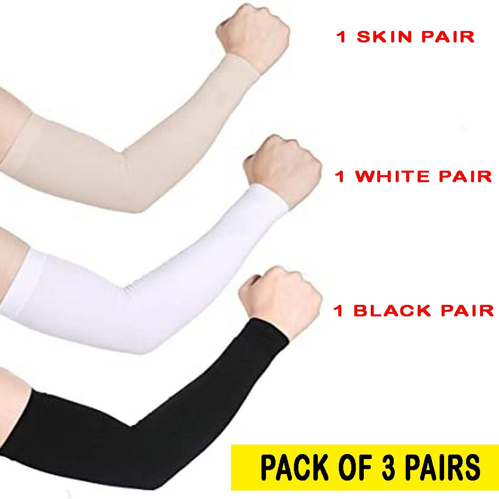 3 Pair Thumb Hole Arm Sleeves for Girls boys Women & Islamic Hijab Wearers UV Protection & Moisture Wicking Perfect for Cycling Running Golf & Outdoor Sports