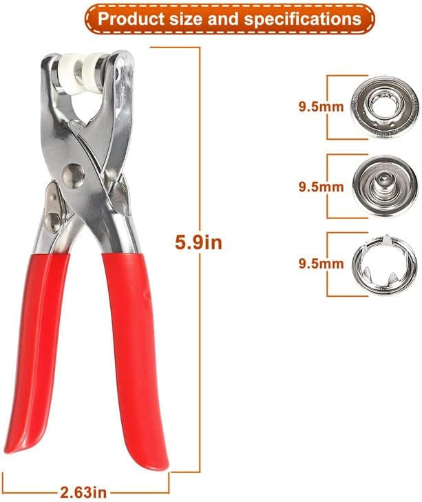 Metal Body Snap Button Kit With Hand Pressure Pliers 50pcs Snaps , Metal Snaps For Sewing, Sewing Snaps For DIY Crafts Clothes Hats.