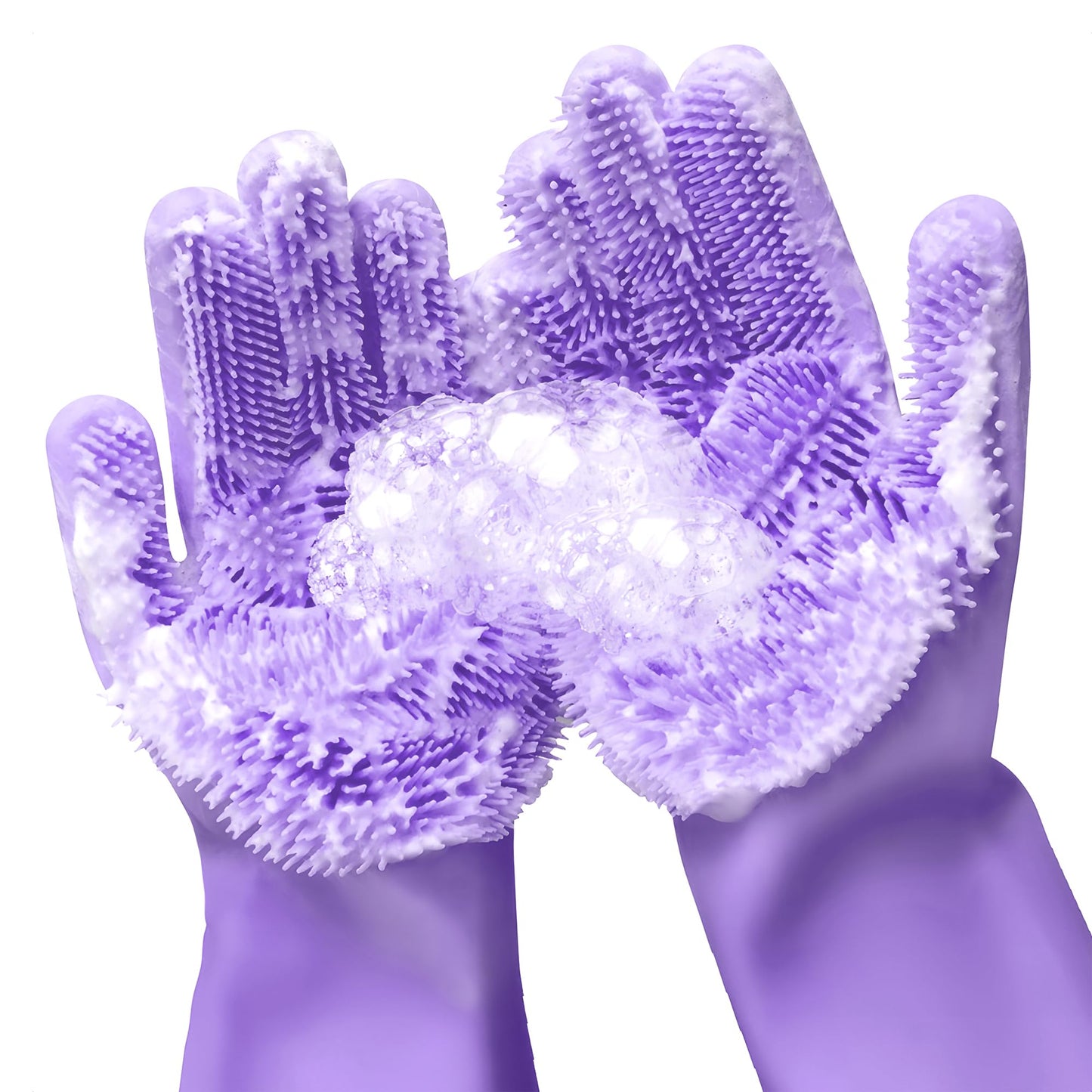 Pro Paki Magic Reusable Silicone Gloves with Wash Scrubber, Heat Resistant, for Cleaning, Household, Dish Washing, Washing the Car