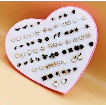 Primium  36/Pairs of Studs, Random Earrings, Cartoon heart shape packing Hypoallergenic Plastic and metal Stud for Girls/women