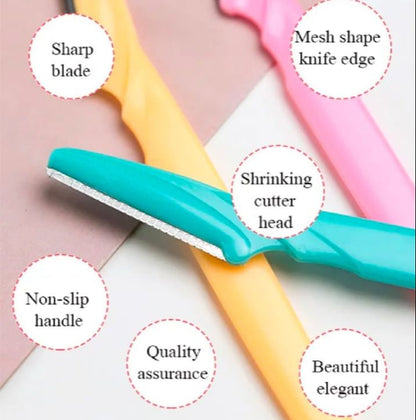 Tinkle 3 Pcs Eyebrow Razor Kit (Pink+Blue+Yellow) | Painless Facial Hair Removal & Dermaplaning Tool for Women | Eyebrow Trimmer & Body Hair Razor for Face Underarm Arms Legs | Compact & Easy to Use