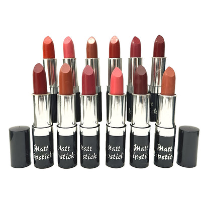 12 Matte Lipsticks – Highly Pigmented, Smooth Texture & Long-Lasting Matte Finish | Multicolor Lip Shades for Bold & Professional Makeup Looks