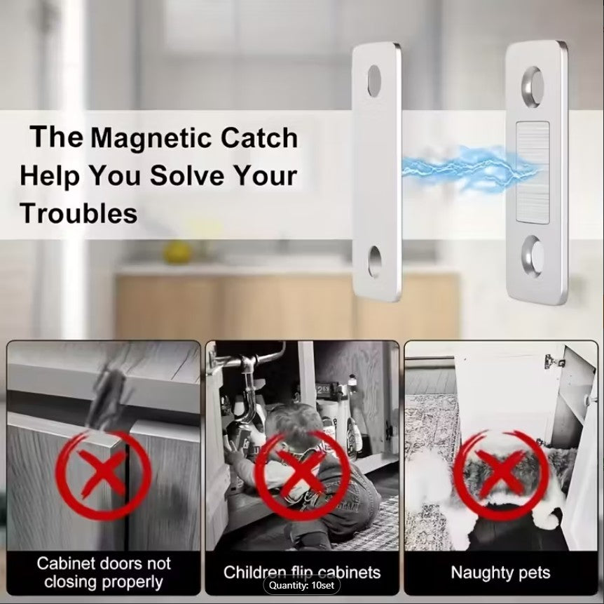 Heavy-Duty Stainless Steel Magnetic Cabinet Locks | No-Drill Safety Lock System for Child-Proofing Cabinets, Drawers, Fridge & Cupboards