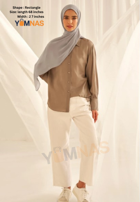 SILVER  Luxury Chiffon Hijab for Women & Girls – Lightweight, Elegant, Non-Slip Georgette Scarf | Free Gift Included