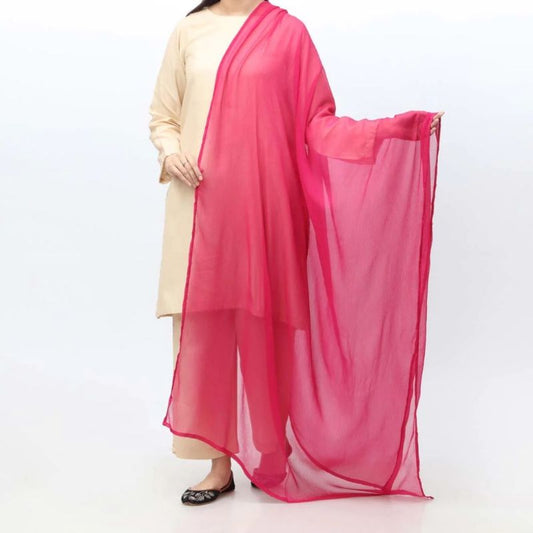 Hot Pink Crinkle Chiffon Dupatta for Women