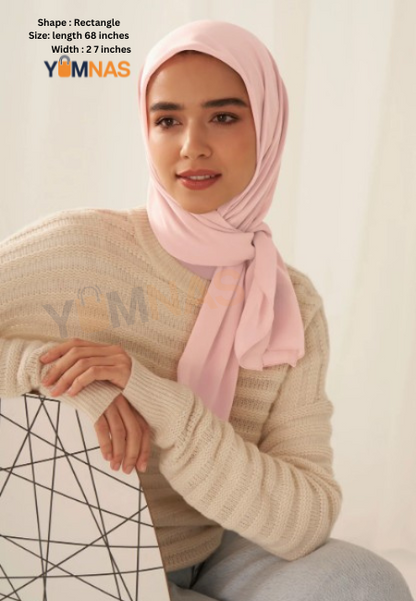 Baby Pink Luxury Chiffon Hijab for Women & Girls