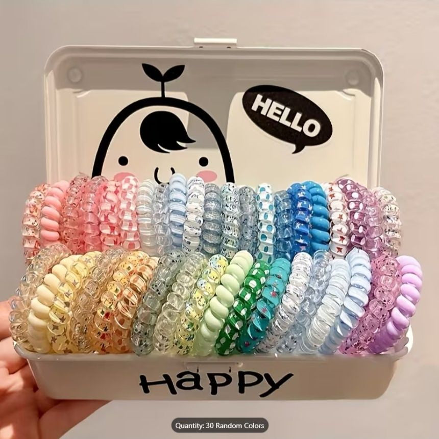 Candy-Colored Spiral Hair Ties for Women – Telephone Wire Elastic Phone Cord Hair Bands | Stylish, Tangle-Free & Gentle Hair Accessories