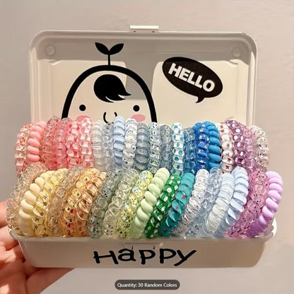 Candy-Colored Spiral Hair Ties for Women – Telephone Wire Elastic Phone Cord Hair Bands | Stylish, Tangle-Free & Gentle Hair Accessories