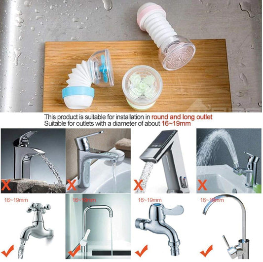 Fan Faucet 360° Water-Saving Tap | Anti-Splash Sprayer Nozzle Filter Aerator Diffuser for Kitchen & Bathroom Random Color