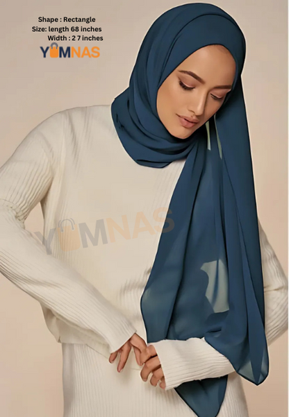 Deep Sea Luxury Chiffon Hijab for Women & Girls