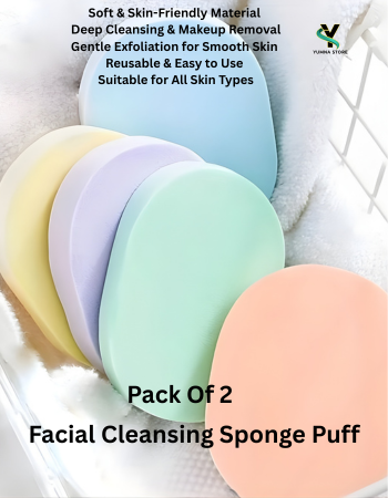 Pack Of 2 Facial Cleansing Sponge Puff – Soft Face Wash Pad | Makeup Remover Sponge for Deep Cleaning, Exfoliation & Skincare