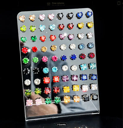 Zirconia Stud Earrings Set