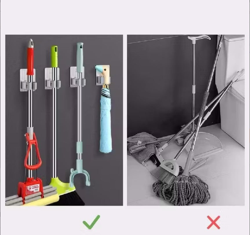 Easy-Install Wall-Mounted Mop & Broom Holder