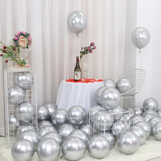 Silver Large Metallic Shiny Balloons