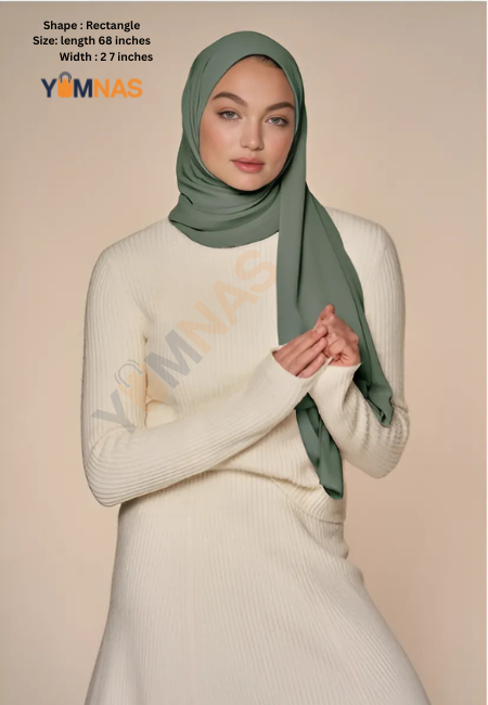 SAGE Luxury Chiffon Hijab for Women & Girls – Lightweight, Elegant, Non-Slip Georgette Scarf | Free Gift Included