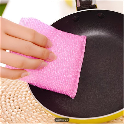 4PCS Premium Non-Scratch Kitchen Cleaning Sponges | Double-Sided Reusable Dish Scrubber Pads for Pots, Pans & Non-Stick Cookware