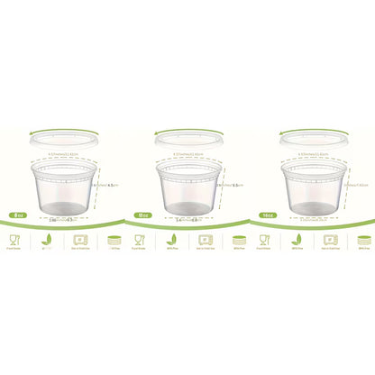 10pcs of 8oz/12oz/16oz Plastic Cooked Food Containers with Lids
