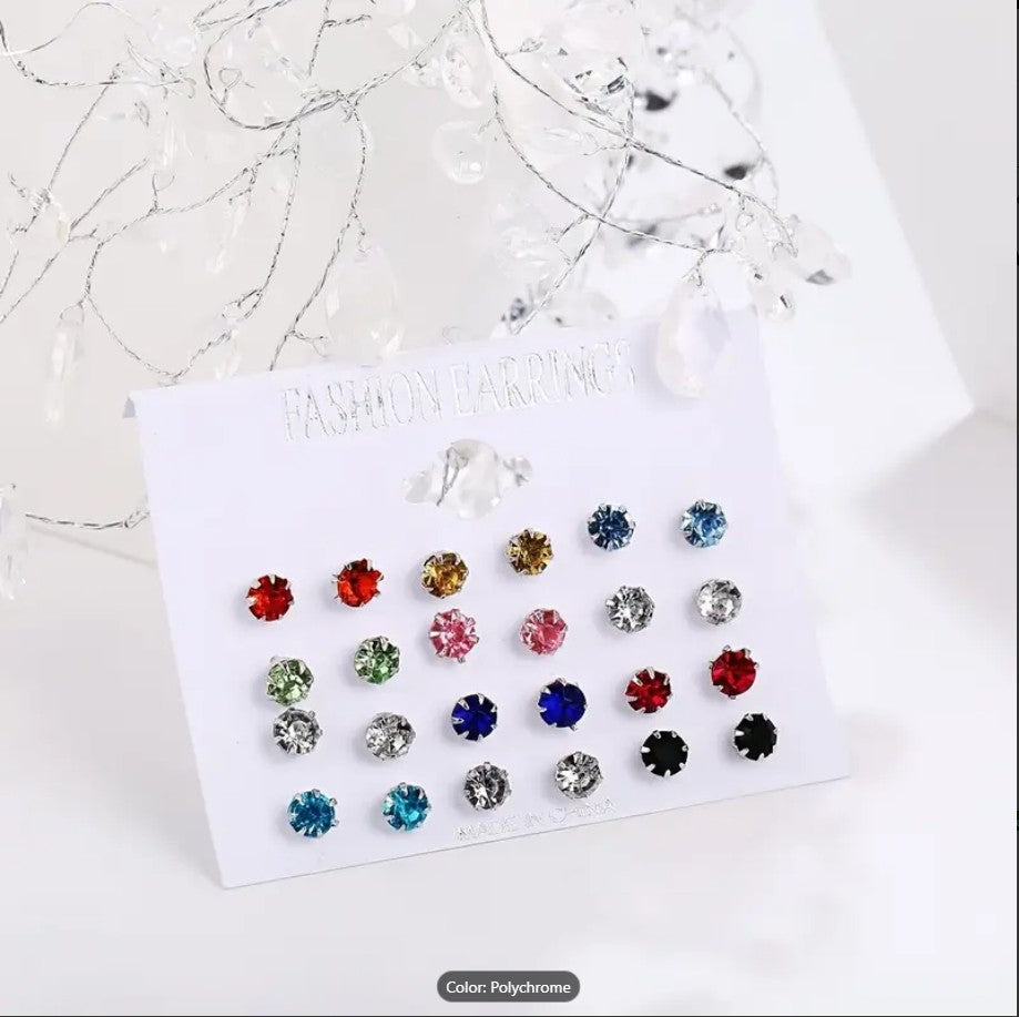 Zirconia Stud Earrings Set