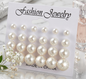 1 pair Classic White Pearl Stud Earrings Set for Girls | Round Pearl Earring Pack earrings for girls earrings stylish earrings for girls korean earrings for girls earrings set drop earrings