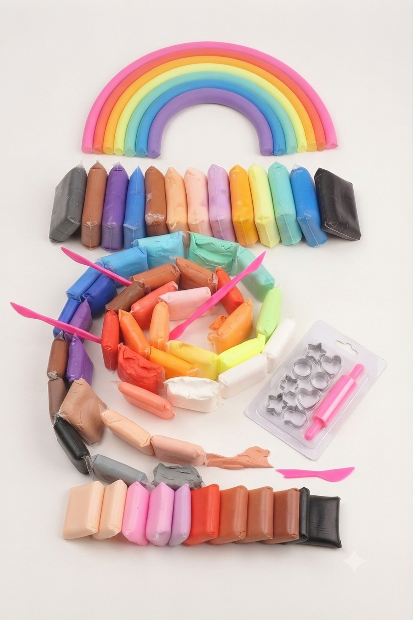 Kid's Wish Super Light Clay Pack - Colorful Soft & Non-Toxic Modeling Clay for Kids DIY Creative Art, Craft & Educational Learning Toy