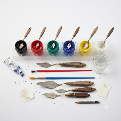 Mini Paint Pot Strip Set with Brushes - Colorful Watercolor & Acrylic Painting Kit for Kids DIY Art, Craft & School Projects