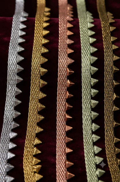 10 gaz Premium Quality Golden Zig-Zag Triangle Lace Trim for Suit Borders, Dress Designing, Neckline, and Tailoring