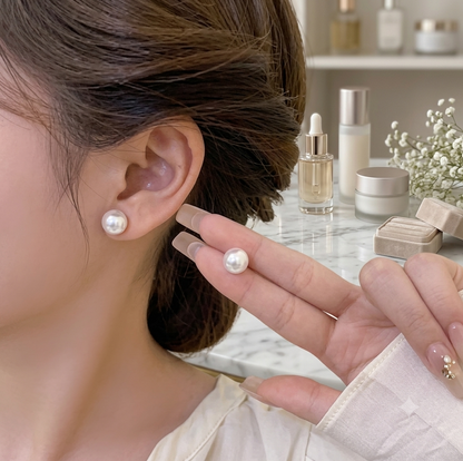 1 pair Classic White Pearl Stud Earrings Set for Girls | Round Pearl Earring Pack earrings for girls earrings stylish earrings for girls korean earrings for girls earrings set drop earrings