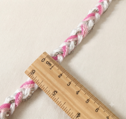 10 gaz Premium Quality Designer Braided and Rhinestone Trim Ribbon for Dress Designing, Neckline, Handbags, and Tailoring