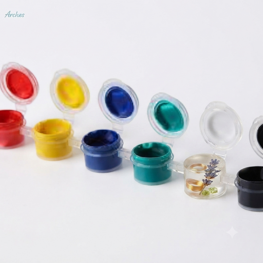 Mini Paint Pot Strip Set with Brushes - Colorful Watercolor & Acrylic Painting Kit for Kids DIY Art, Craft & School Projects