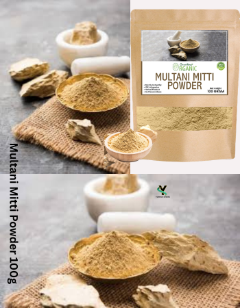 Multani Mitti Powder 100g – Natural Fuller’s Earth Clay | Face Pack for Oil Control, Acne Care & Skin Brightening – Delhi Gate Organics