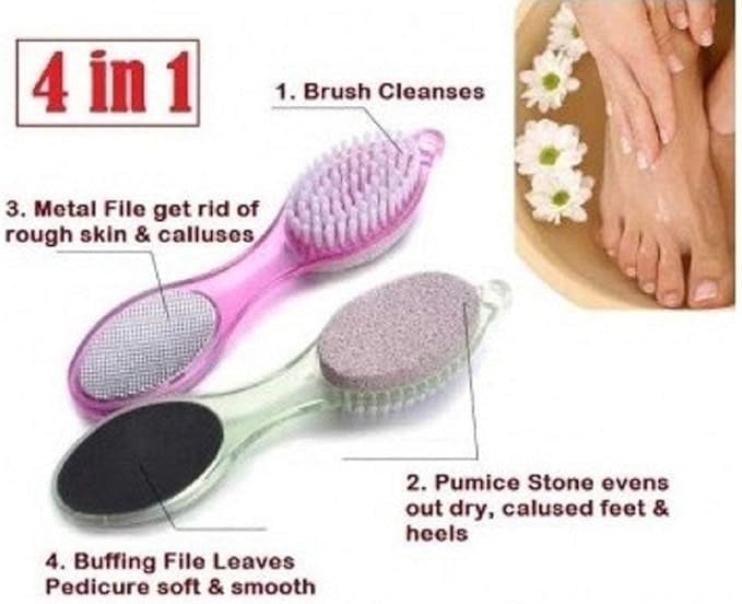 4 in 1 foot filer foot scrubber brush Pedicure scrubber Multi Color Remove dead skin