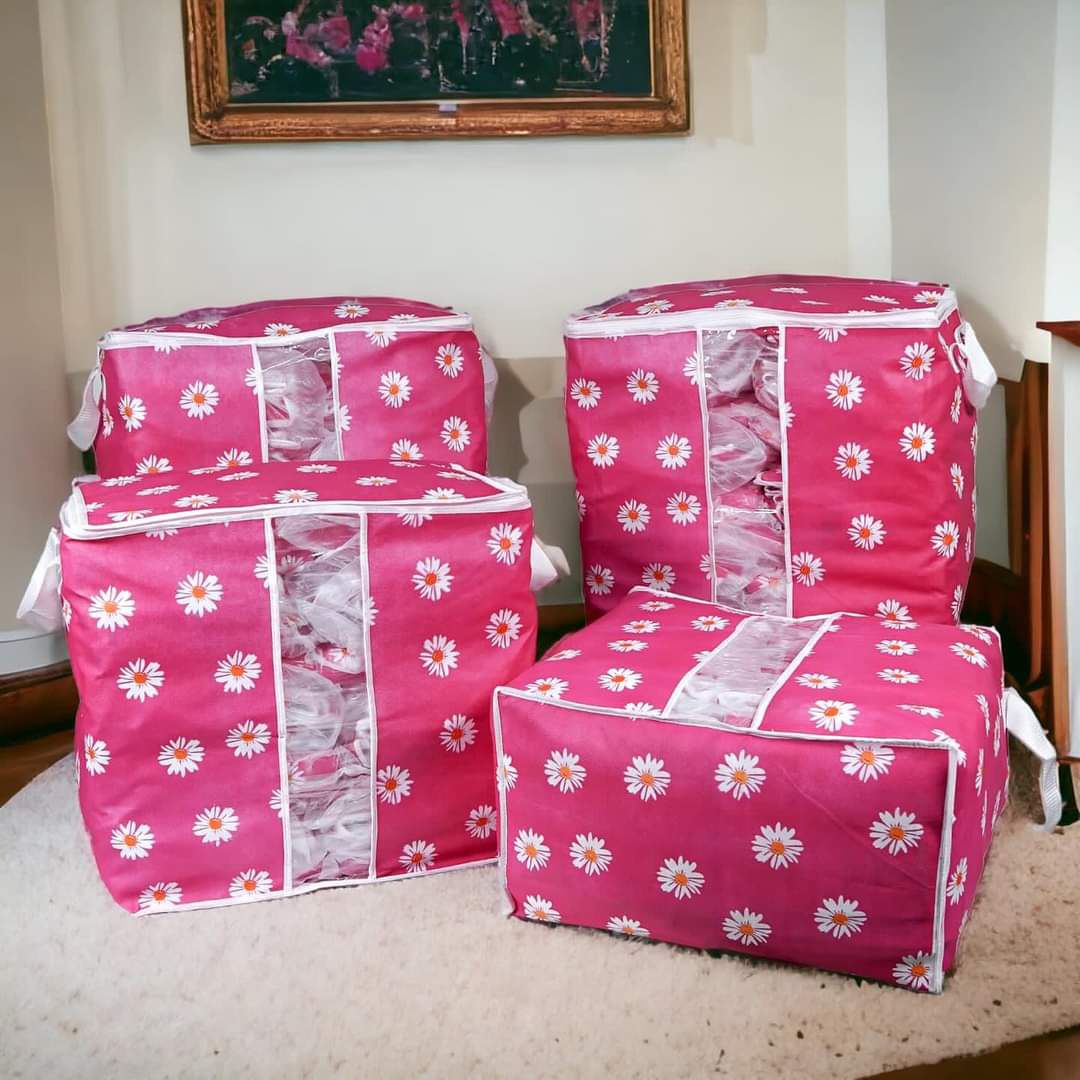 Storage Bag Large Jumbo Black with Rose Flower Design Bedroom Clothes Storage Bag