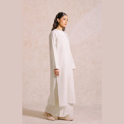 Unstitched White 2-Piece Dress for Women and Girls