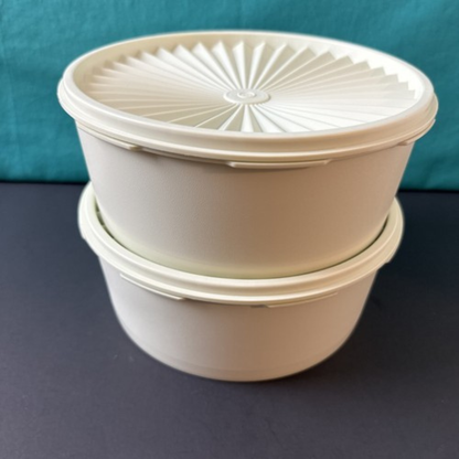Classic Style Plastic Airtight Food Storage Bowls Set | Multi-Color Kitchen Organizer Containers with Sunburst Lids (Pack of 2)