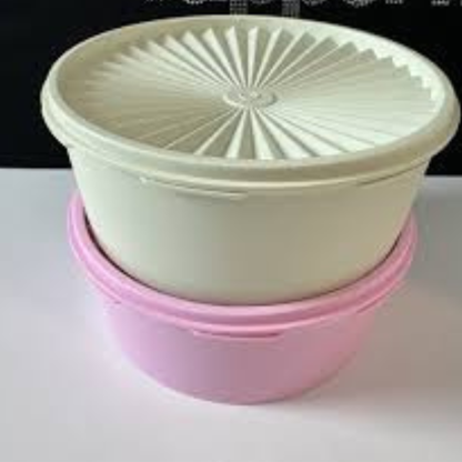 Classic Style Plastic Airtight Food Storage Bowls Set | Multi-Color Kitchen Organizer Containers with Sunburst Lids (Pack of 2)