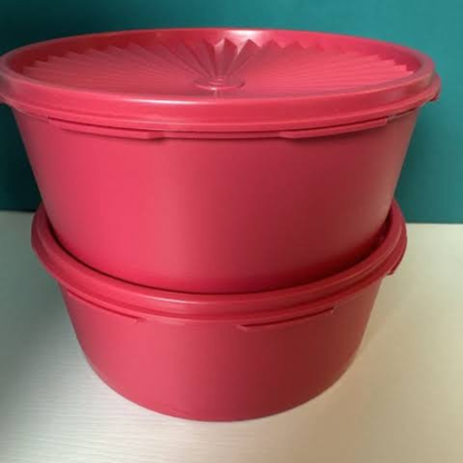 Classic Style Plastic Airtight Food Storage Bowls Set | Multi-Color Kitchen Organizer Containers with Sunburst Lids (Pack of 2)
