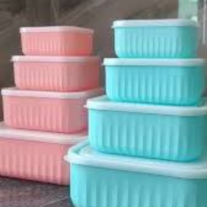 Airtight Plastic Rectangular Food Storage Containers Set | Multi-Size Nesting Kitchen Organizer Boxes with Lids (Pack of 4 / Set of 8)