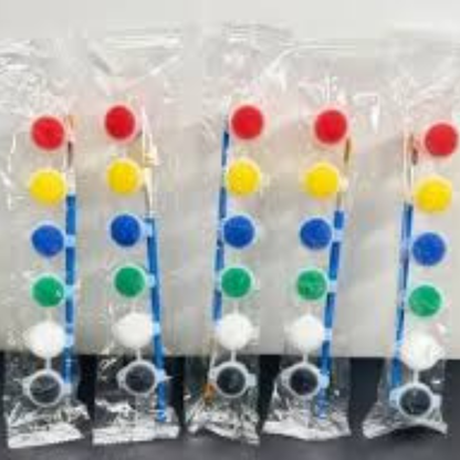 Mini Paint Pot Strip Set with Brushes - Colorful Watercolor & Acrylic Painting Kit for Kids DIY Art, Craft & School Projects