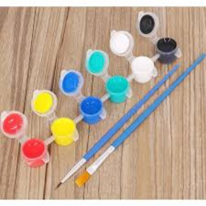 Mini Paint Pot Strip Set with Brushes - Colorful Watercolor & Acrylic Painting Kit for Kids DIY Art, Craft & School Projects