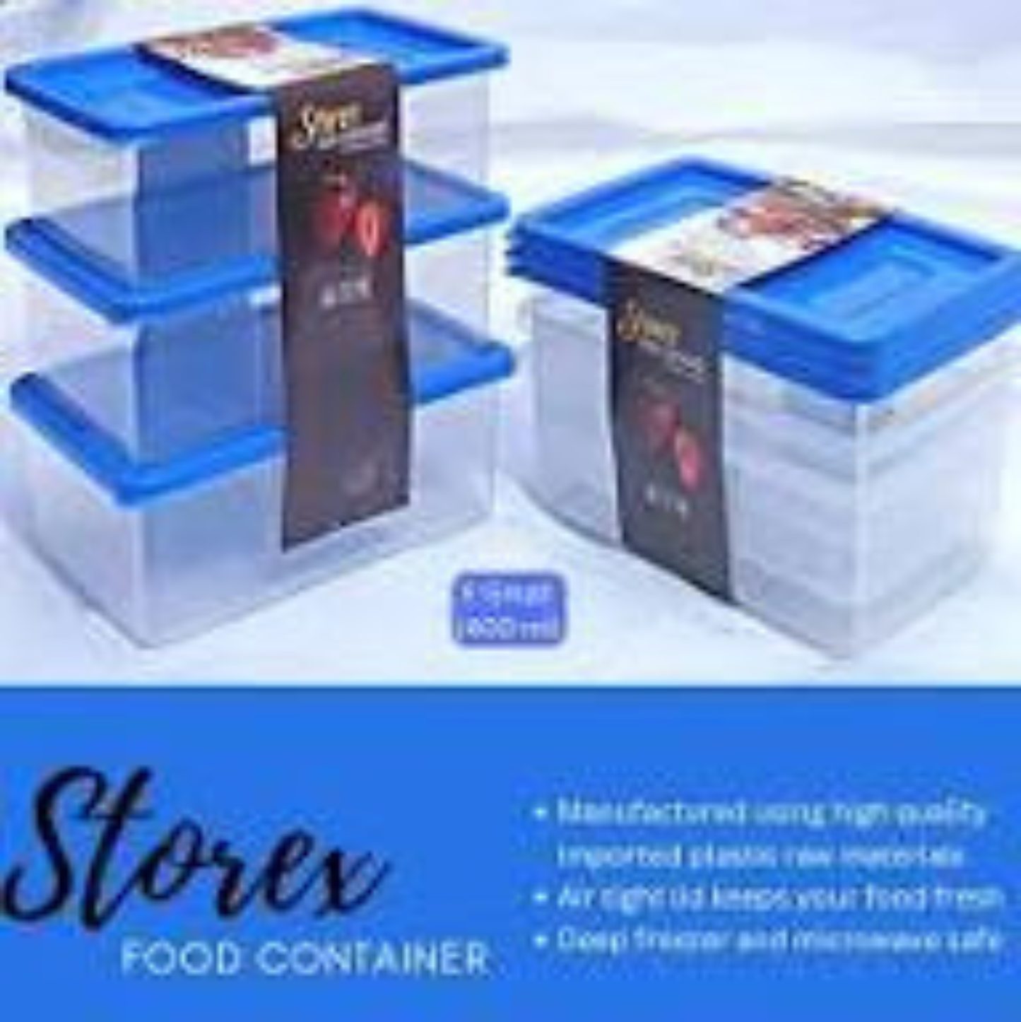 Storex Food Storage Container Set of 3 (X-Small 400ml) - Airtight Plastic Kitchen Storage Box - Freezer & Microwave Safe