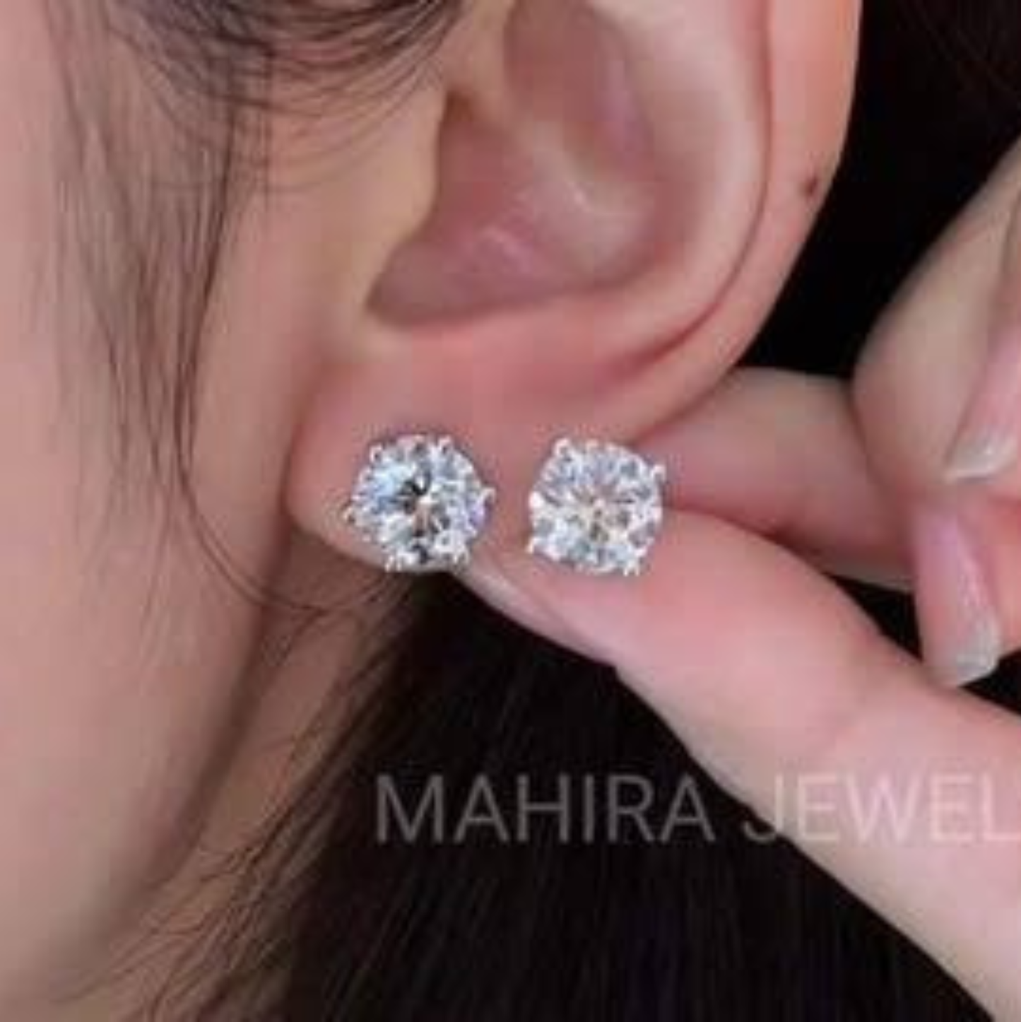 1 pair Classic Sparkling Crystal Stud Earrings - Premium Silver Plated Solitaire Tops for Girls & Women