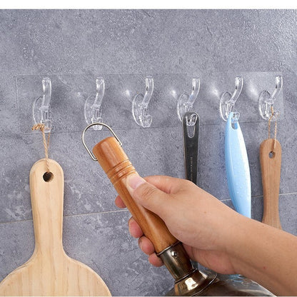 Transparent 6-Row Strong Adhesive Wall Hooks